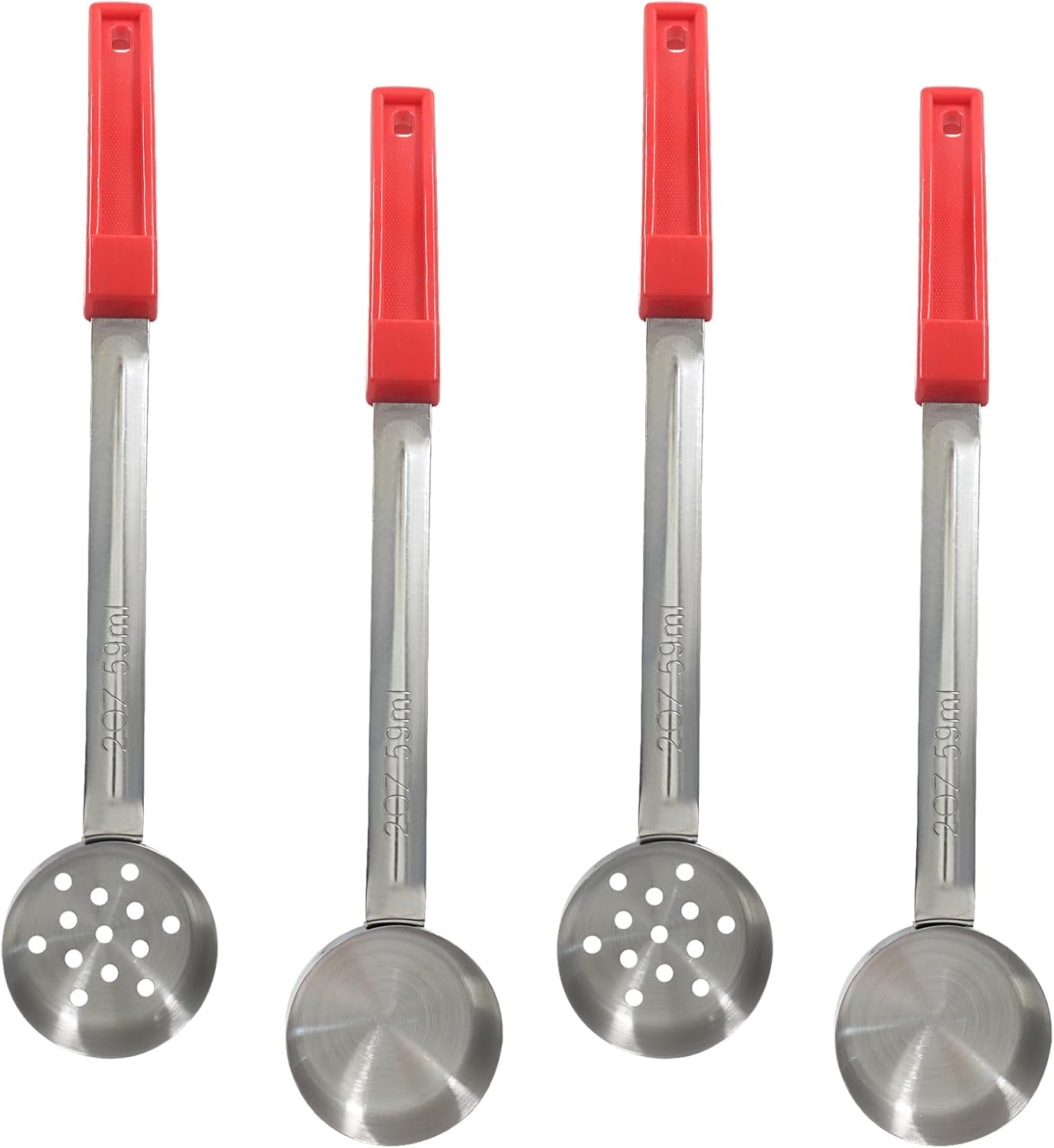 Hordion 4 Pcs Portion Control Serving Spoons Ladle Scoops, Food Measuring Ladle Utensils Proportion Manage Slotted and Unslotted Scoops for Weight Loss(Blue, 8oz)