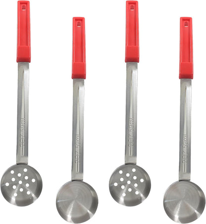 Hordion 4 Pcs Portion Control Serving Spoons Ladle Scoops, Food Measuring Ladle Utensils Proportion Manage Slotted and Unslotted Scoops for Weight Loss(Blue, 8oz)
