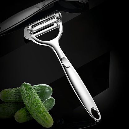 2-in-1 Multifunction Vegetable Peeler & Julienne Slicer, Stainless Steel Dual Blade for Potatoes, Carrots, Cucumbers, Ergonomic Kitchen Peeler.