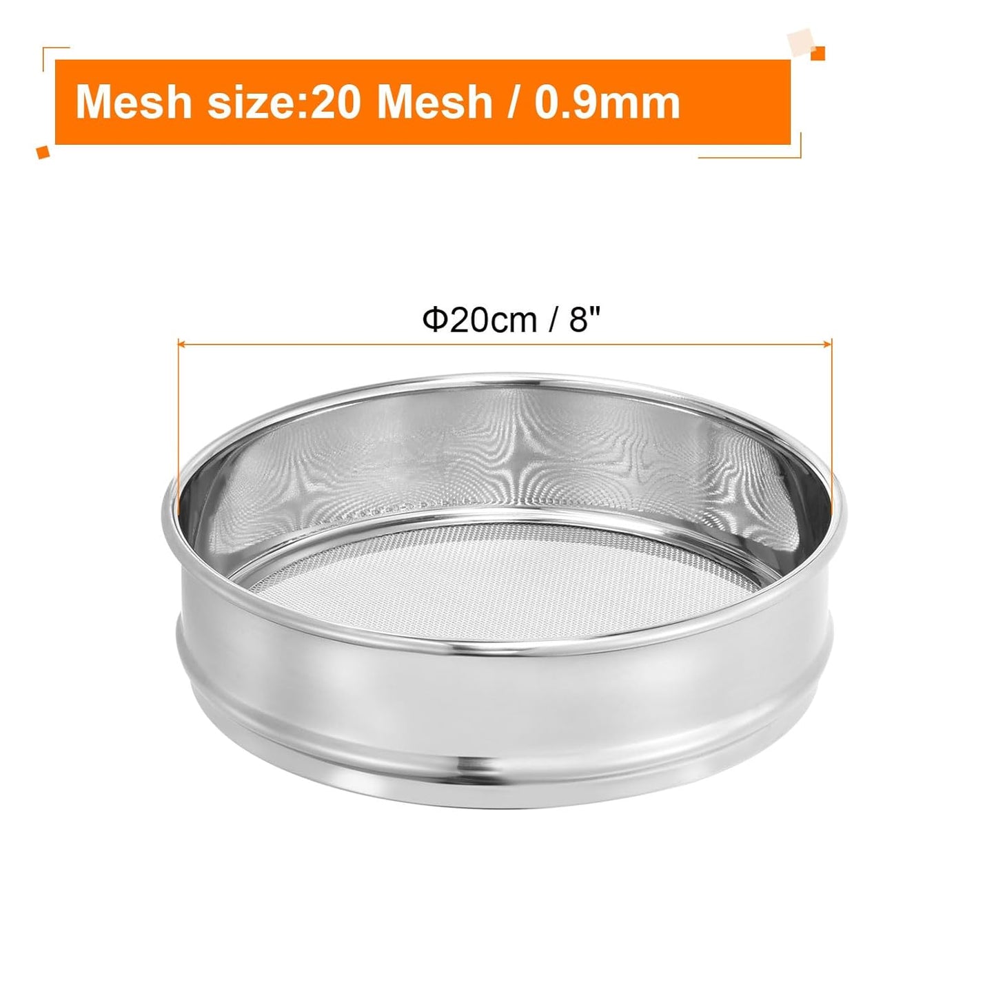 PATIKIL 10 Mesh Lab Sieve, 8" Diameter Test Sieve 304 Stainless Steel Wire Cloth (2mm) for Industrial Laboratory