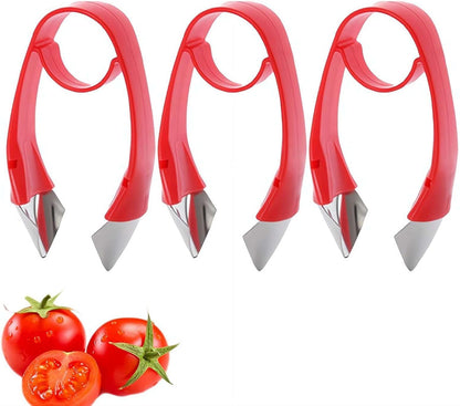 Strawberry Huller Stem Remover, Pineapple Corer Tool, Stainless Steel Tomato Corer and Fruit Veggie Hulling Tool for Pineapple Eyes, Non-Slip Ergonomic Kitchen Gadget for Berry Prep, Baking, Salad