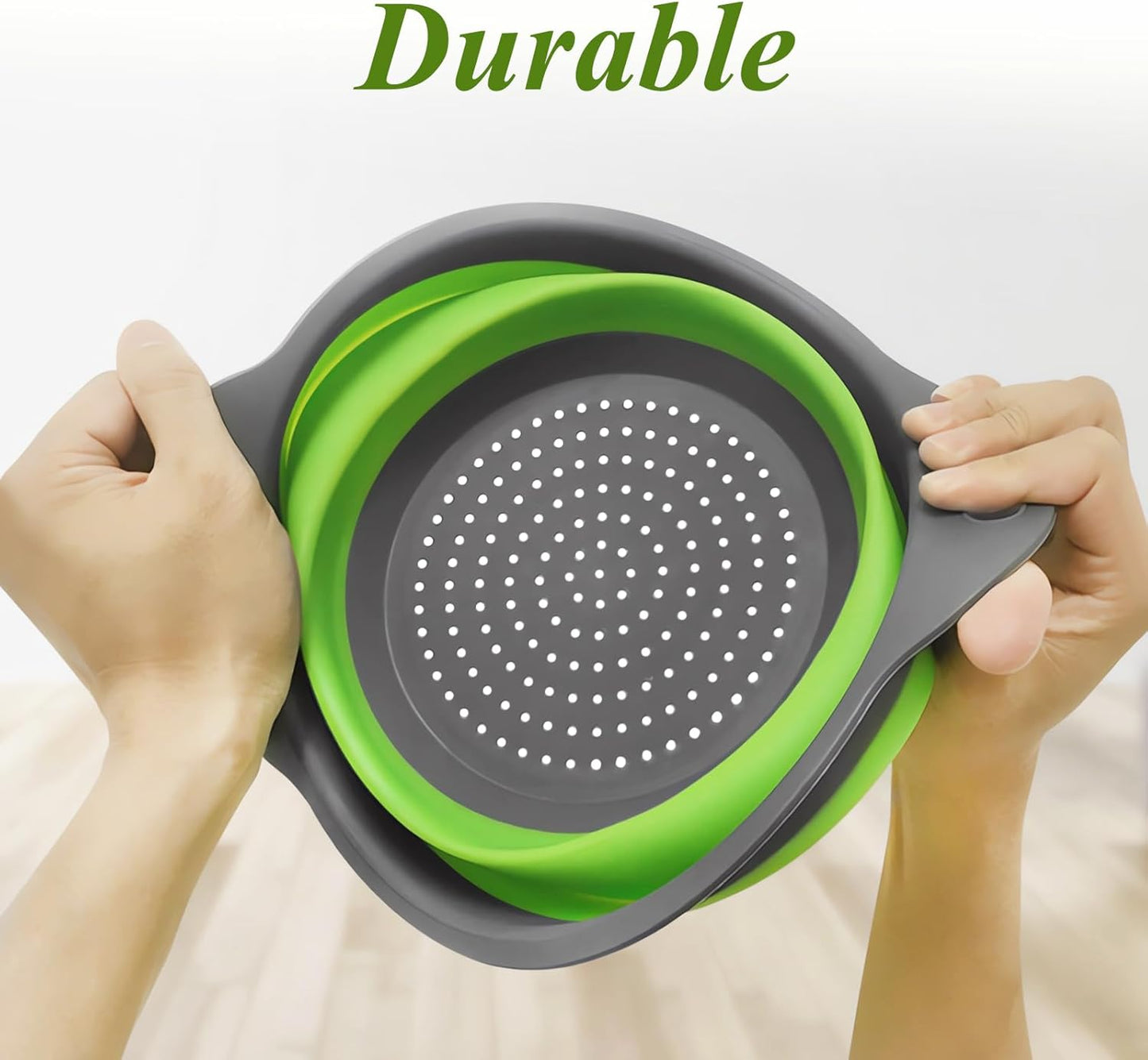 Collapsible Colander Set of 3, Space-Saving Foldable Strainer for Kitchen, 3 Sizes Food Strainer for Draining Pasta, Vegetable and Fruit, Kitchen Gadgets for Home Use and Outdoor Camping (Blue)