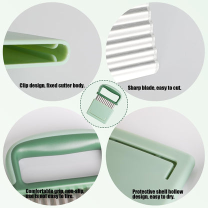 Crinkle cutter,Crinkle cutter for veggies,Stainless Steel Wave Cutter with Protective Case and Handle - Potato Chopper, Carrot Slicer, French Fry Cutter, Onion Chopping Knife (Green)