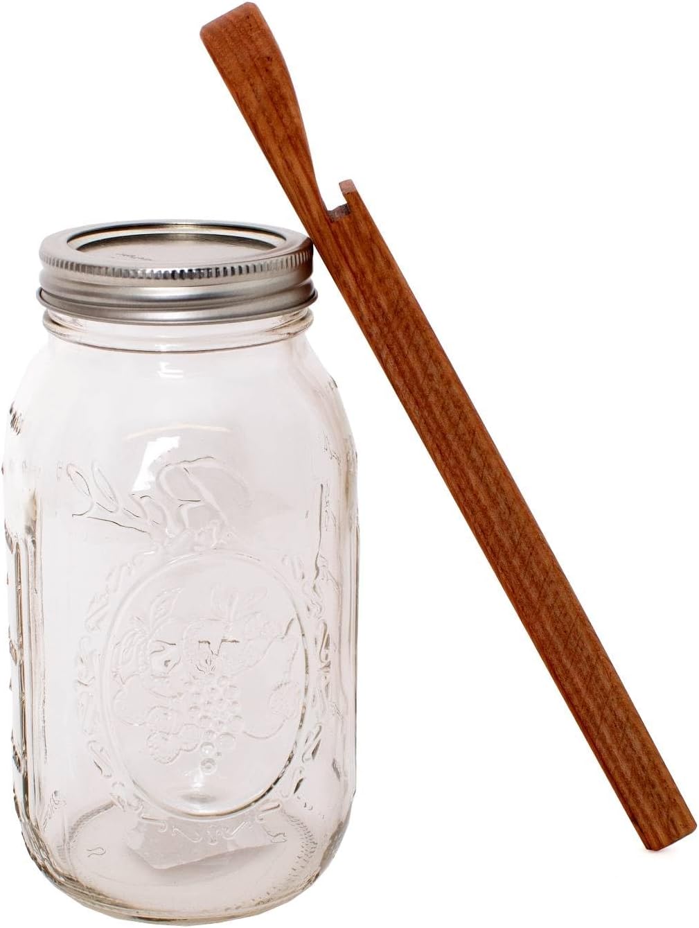Lehman's Wooden Canning Lid Opener Helps Open Stubborn Canning Jar Lids Without Damage, Amish Made Solid Oak, 10.25 inch