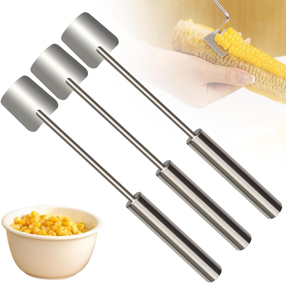 Corn Cob Stripper, 2025 New Stainless Steel Corn Stripping Tool, Fast Corn Peeler for Corn on the Cob Cutter Kernel Remover for Kitchen (1)