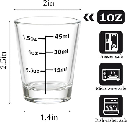 Ruckae Shot Glasses Measuring Cup Set 12 Pack Square Espresso Shot Glasses Liquid Heavy Glass -Incremental Measurement 2oz Shot Glass for Bars and Home Use
