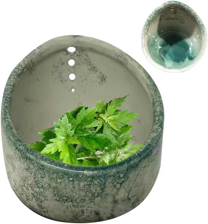 Pottery Herb Stripper Bowl, 2025 New Handmade Ceramic Herb Stripper Different Round Hole Sizes, Suitable for Peeling Off The Leafy of Cilantro, Rosemary etc (Style B)