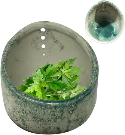 Pottery Herb Stripper Bowl, 2025 New Handmade Ceramic Herb Stripper Different Round Hole Sizes, Suitable for Peeling Off The Leafy of Cilantro, Rosemary etc (Style B)