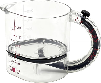4-in-1 Adjustable Measuring Cup, Multi Measurings Cube Cups for Cooking and Baking with Oz/Ml Dual Markings, Scraper-Style Seal Base, Space-Saving Easy to Clean