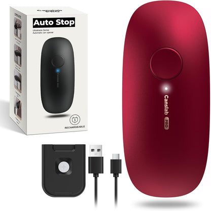Canslab Ultrablade PRO Auto Stop Can Opener - Rechargeable Electric Can Opener for Kitchen for Seniors with Arthritis - One Touch Side Cut Opener, Smooth Edge, Handfree, Wall Mounted Small Size, Black