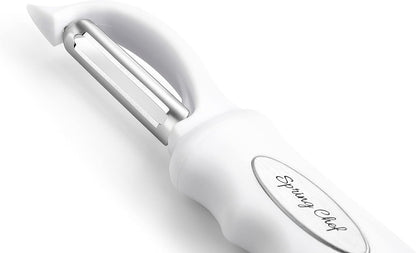 Spring Chef Premium Swivel Vegetable Peeler, Soft Grip Handle and Ultra Sharp Stainless Steel Blades - Perfect Kitchen Peeler For Veggie, Fruit, Potato, Carrot, Apple - Pink Lemonade