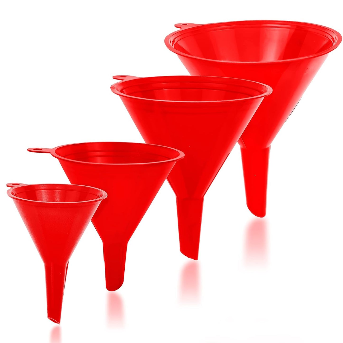 LIQVEE™ Funnel Set (4 Sizes: 122, 101, 76, 50mm) - Durable, Non-Toxic, Food-Grade Plastic funnels for Filling Bottles and containers. Ideal for Kitchen, Garage, or Labs. Perfect for Precise Pouring.