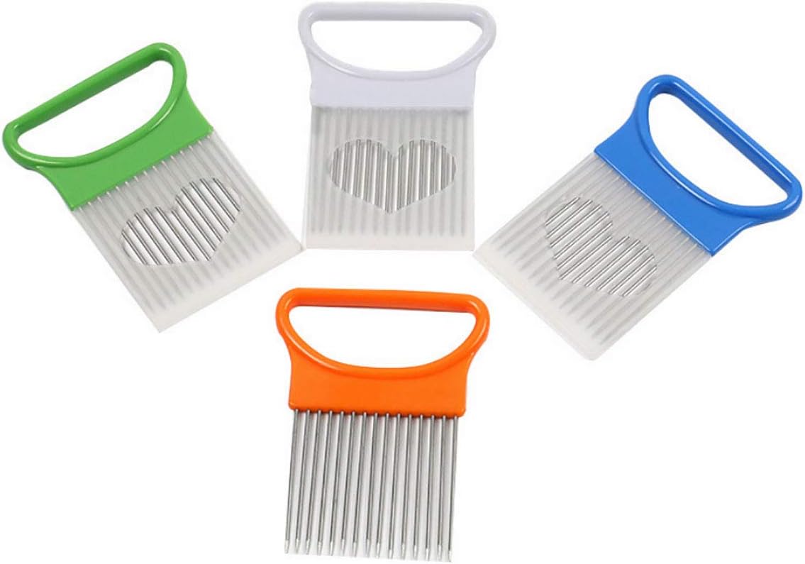 2Pcs Onion Holder Slicer, Stainless Steel Tomato Lemon Potato Vegetable Holder Slicer Cutter Tool for Kitchen Worker Slicing