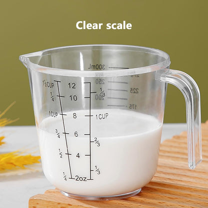 Plastic 1 ½ Cup Measuring Cup Stackable Liquid Measuring Cup with ML and Cups Measures