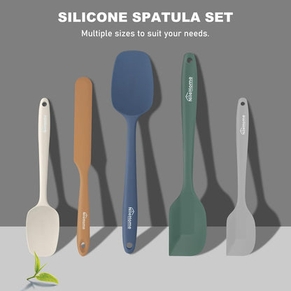 NileHome Silicone Spatula Set, 5 Pieces Food Grade Kitchen Utensils with Silicone Brush Heat Resistant BPA-free Rubber Spatula for Scraping, Baking, Cooking, Mixing—Black