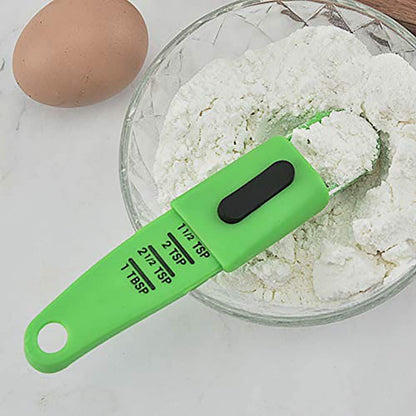 2 PCS Adjustable Measuring Spoon Set,Adjustable from 1/2 Teaspoon to 1， Measuring Dry/Liquid Ingredients,Metering Spoon for Baking,Cooking,Powder (blue)
