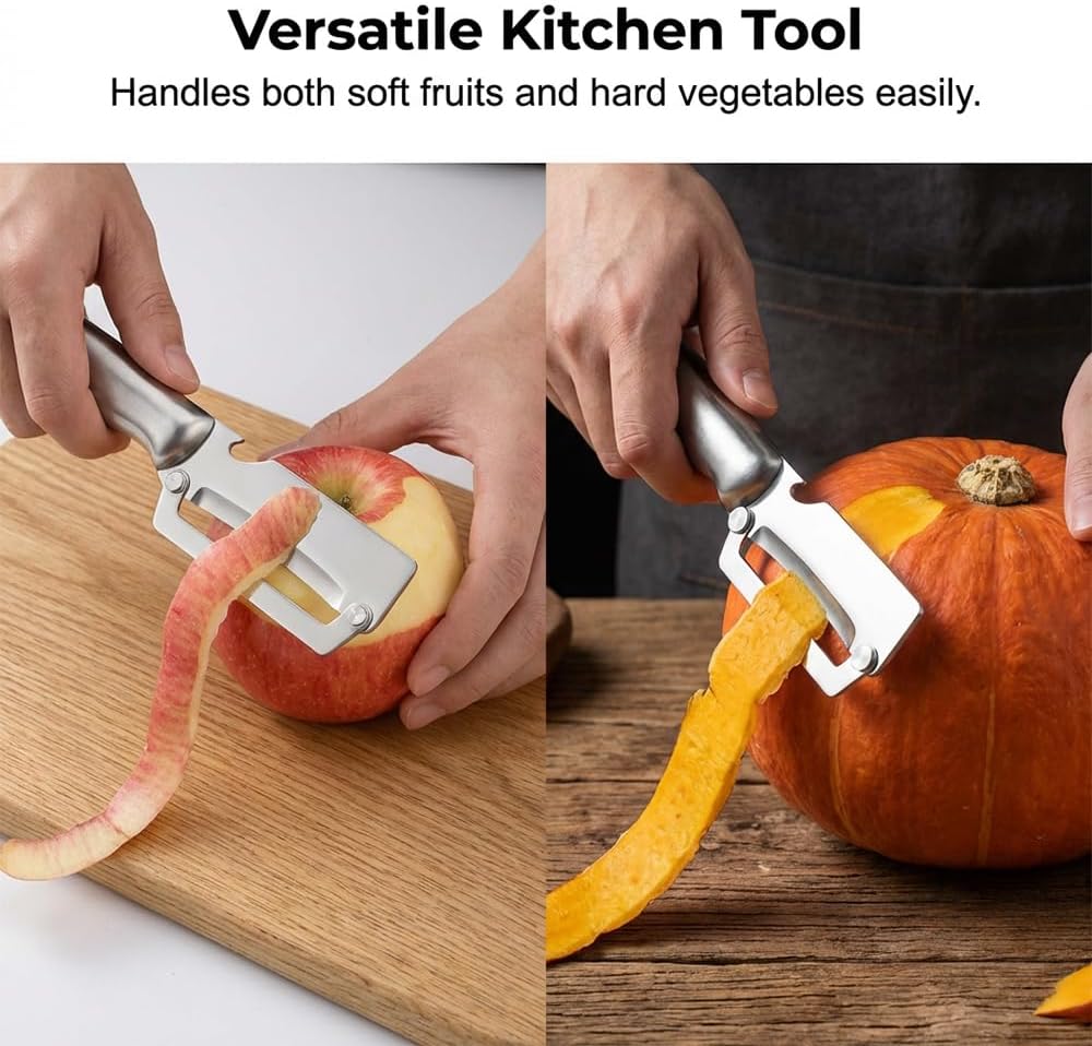 Multi-Functional Vegetable Peeler for Kitchen, 2026 New Vegetable Peeler with Wooden Handle and Bottle Opener, 2 in 1 Stainless Steel Kitchen Tool for Fruit Apple Potato Pumpkin Slicer (brown, 1PCS)