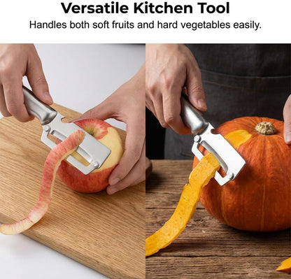 Multi-Functional Vegetable Peeler for Kitchen, 2026 New Vegetable Peeler with Wooden Handle and Bottle Opener, 2 in 1 Stainless Steel Kitchen Tool for Fruit Apple Potato Pumpkin Slicer (brown, 1PCS)