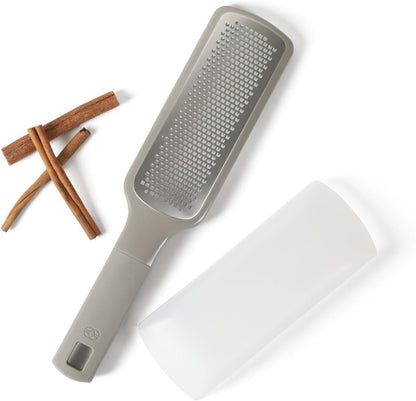 Calphalon Edge Stainless Steel Handheld Grater Lemon Zester W/Cover & Rubber Handle - Navy Blue