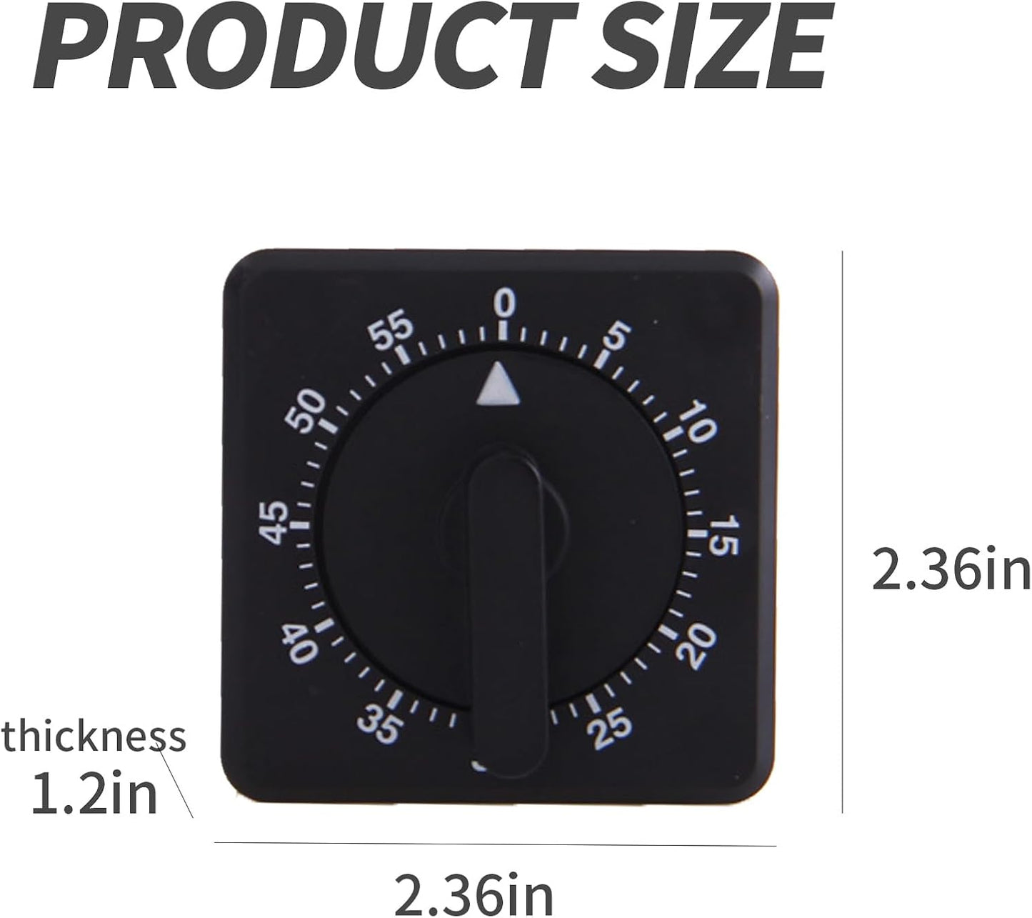 Square 60 Minute Mechanical Kitchen Timer Loud Alarm No Batteries Ideal for Cooking Baking and Kitchen Management Black
