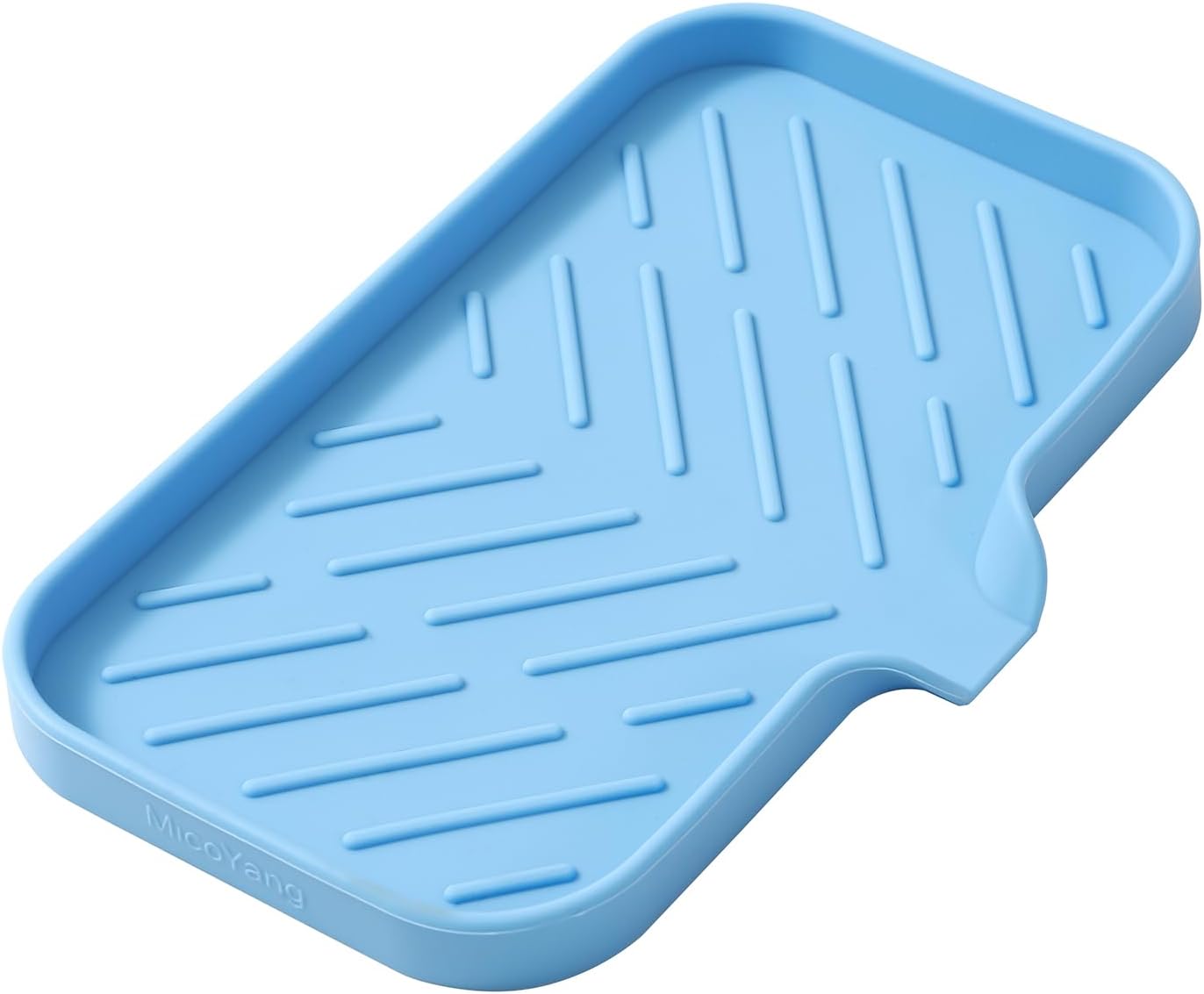 MicoYang Silicone Soap Dish with Drain Spout, Self-Draining Sink Organizer Tray for Bathroom and Kitchen, Sponges, Dispensers and Soap Holder, Non-Slip and Dishwasher Safe, Black (Compact, 4.9"×3.2")