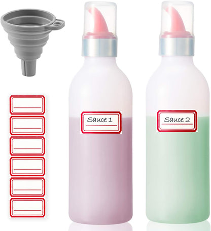 Condiment Squeeze Bottle Sauce Squeeze Squirt Bottle for Kitchen Plastic Syrup Container Food Dispenser for Oil Ketchup Griddle Hot Sauce