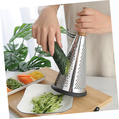 Kitchen Grater Cheese Grater with Handle Carrot Peeler Veggie spiralizer Manual Mandoline Slicer Cheese Slicer Cucumber Slicer Cone-Shaped Cheese Grater Truffle Wood Vertical