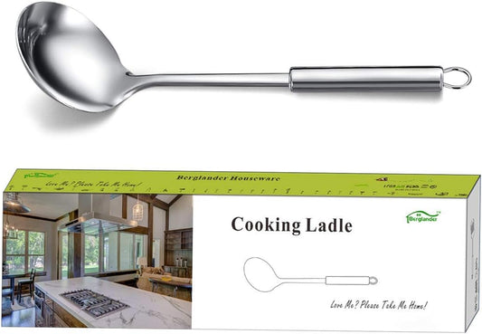 Stainless Steel Ladle, Berglander Soup Ladle, Cooking Ladle, Kitchen Ladle, Metal Soup Spoon For Cooking Non-Stick And Heat Resistant, Dishwasher Safe, Easy to Clean