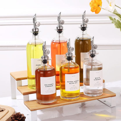 Molimoli - Premium Olive Oil Dispenser Bottles for Kitchen with Pourer - Oil and Vinegar Dispenser Set, Glass Dispenser for Kitchen, Dispenser Bottle of 350ml - Set of 2
