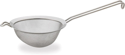 HIC Kitchen Fine Mesh Strainer With Helper Handle, 18/8 Stainless Steel, 6-Inch, For Sifting, Draining, And Straining Pasta, Vegetables, Stocks, And Sauces