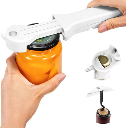 7 in 1 Jar Opener Bottle Opener and Wine Opener for Seniors with Arthritis, Weak Hands, Multi Retractable Magnetic Can Opener, Original Kitchen Lid Opener Tool (Black)