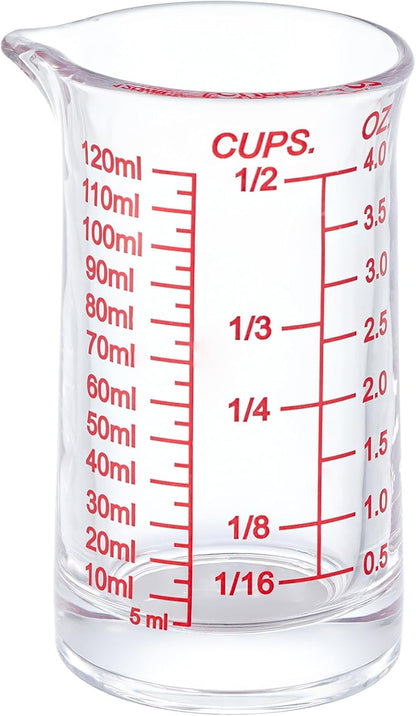 Ackers 4oz Glass Measuring Cup – Shot Glass with Ounce,Ml,Cups Markings for Kitchen & Bar(Pack of 2)