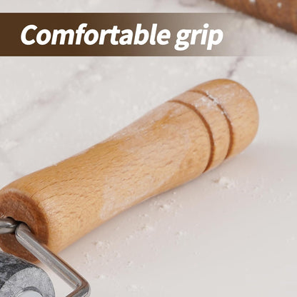 Small Marble Rolling Pin Pizza Roller with Dough Scraper Cutter, Marble Roller Non-Stick T-Type, For Cake Baking Tortilla Fudge Pizza Cookies and Other Kitchen Baking Cooking(White)
