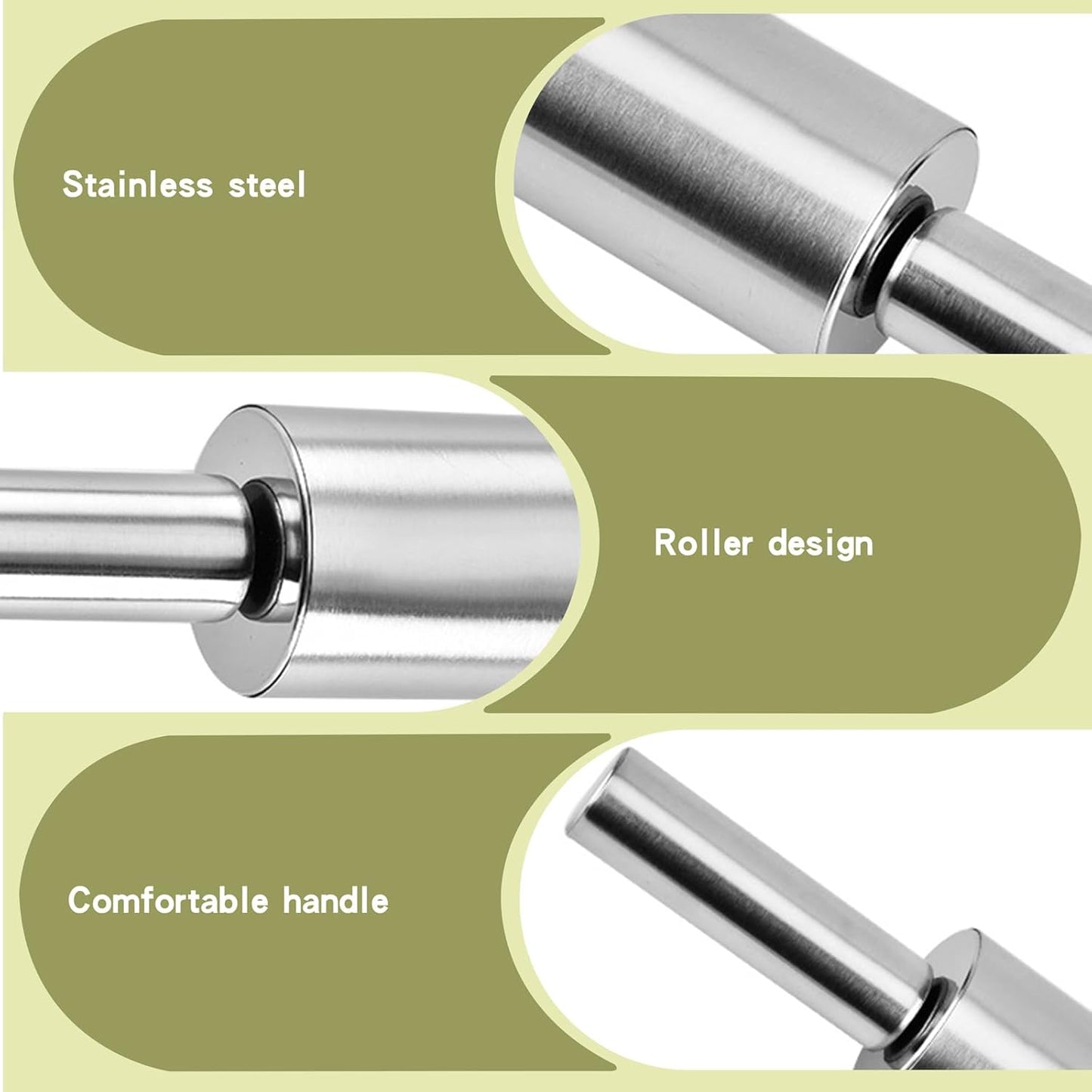 17'' Stainless Steel Rolling Pin, Smooth Dough Roller for Baking, Pizza, Chapati, Cookies, Noodles, Dough Pie, Easy to Clean