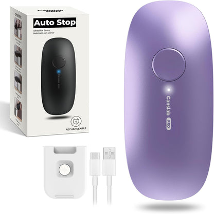 Canslab Ultrablade PRO Auto Stop Can Opener - Rechargeable Electric Can Opener for Kitchen for Seniors with Arthritis - One Touch Side Cut Opener, Smooth Edge, Handfree, Wall Mounted Small Size, Black