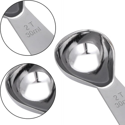 2Pcs Coffee Scoop for Ground Coffee, 18/8 Stainless Steel Coffee Tablespoon Measuring Spoon with Short Handle, Coffee Bean Scoop (Silver, 30ML)