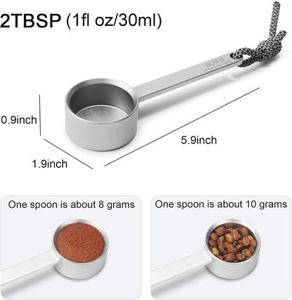 Aluminum Coffee Scoop 2 Tbsp (30ml), Metal Measuring Spoon for Coffee Beans & Ground Coffee, Protein Powder Scoop, Kitchen Measuring Tool