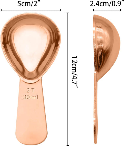 2PCS Coffee Scoop: 1 Tbsp (1/16 Cup / 0.5 Oz / 15Ml) Measuring Spoons Stainless Steel Rose Gold Set for Ground Coffee Protein Powder & Spices Short Handle Fits into Canisters