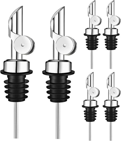 Pafusen 2 Pack Liquor Pour Spout, Auto Flip Olive Oil Dispenser Spout, Pour Spout for Liquor Bottles, Olive Oil Spout, Bottle Pourers for Alcohol Wine Syrup Home Bar Accessories Silver