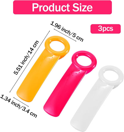 3PCS Jar Key Lid Opener, 5.51-Inch Jar Key for Seniors & Arthritis, Plastic Can Opener, Church Key Design for Sealed Lids (Rose Red, White and Orange)