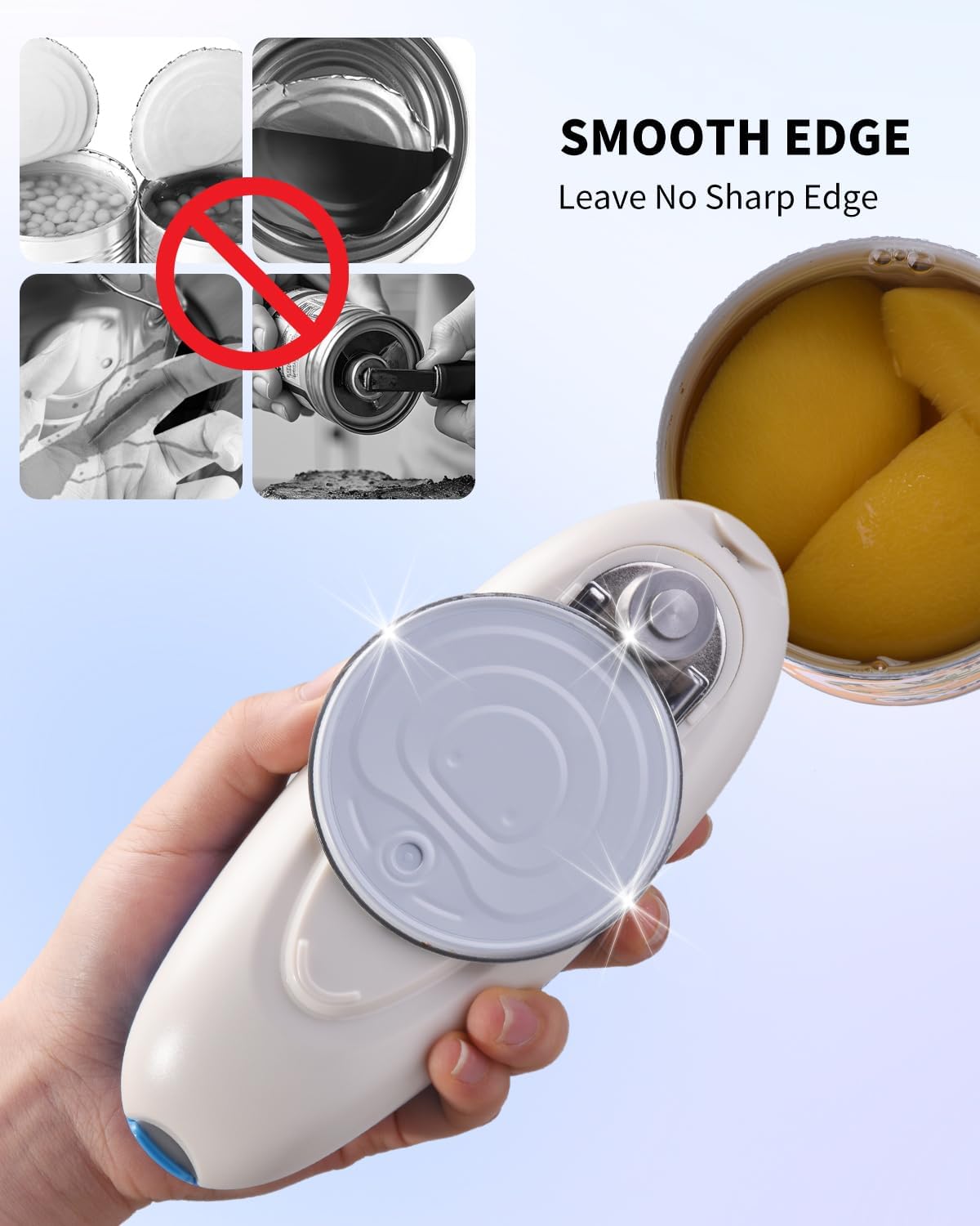 CIRCLE JOY Electric Can Opener, One-Touch Automatic Can Opening with Smooth Edges, Food Safety Handheld Battery-Operated Can Opener for Kitchen and Seniors, Black