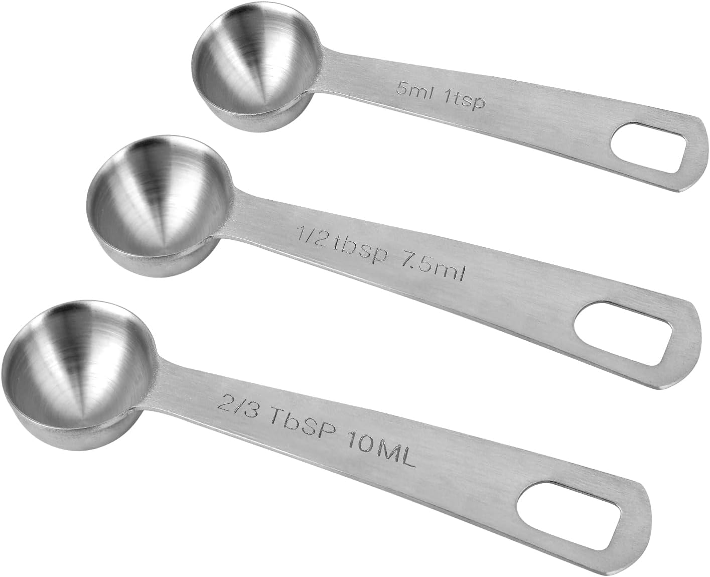 3pcs Measuring Spoon, Stainless Steel Table Spoons Measuring Spoons 1 Tsp Scoop Teaspoon 1/3 Tablespoon 5 ML | 5 CC Metal Spoon Short Handle for Kitchen Tea Soup Ingredients (Short)