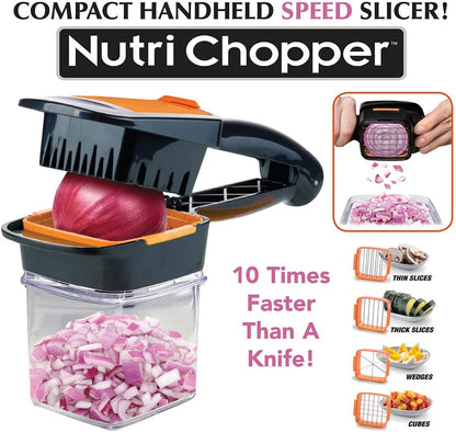 NUTRI CHOPPER Handheld Vegetable & Fruit Chopper, Manual Kitchen Slicer for Onions, Garlic & Potatoes, Compact & Portable