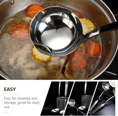 Unomor Stainless Steel Oil Filter Spoon Long Handle Grease Separator Cooking Oil Strainer Soup Ladle Kitchen Gadget