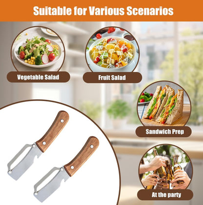 3PCS MultiFunctional Vegetable Peeler, 2 in 1 Stainless Steel Vegetable Peeler with Wooden Handle and Bottle Opener, Sharp Veggie Peeler, Peelers for Kitchen, Fruit Apple Potato Pumpkin Papaya