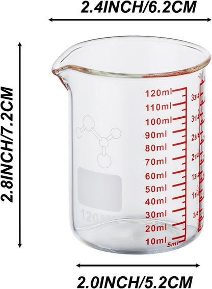 Ackers Mini Glass Measuring Beaker Set, Borosilicate, 2oz 4oz 8oz Measuring Cups