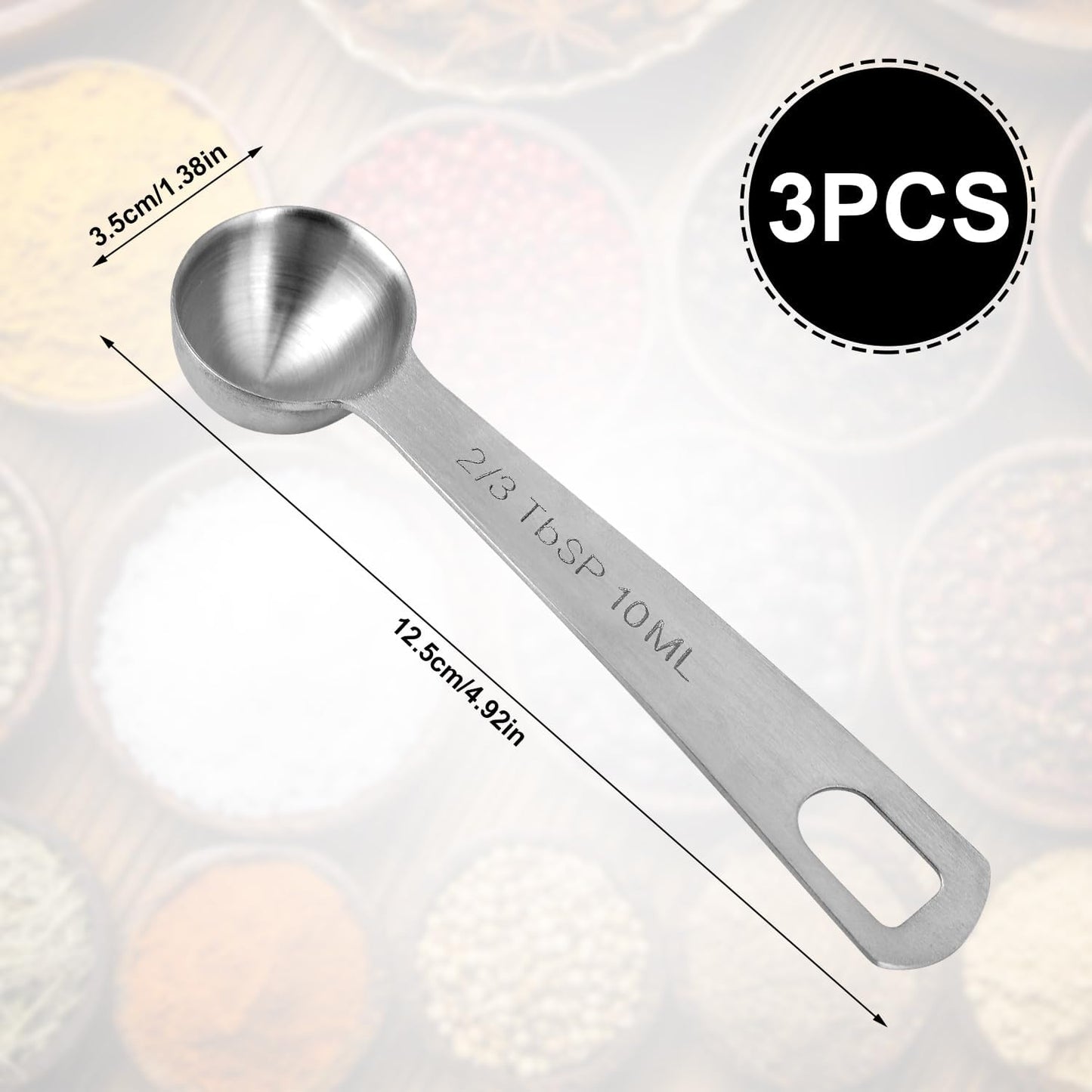 3pcs Measuring Spoon, Stainless Steel Table Spoons Measuring Spoons 1 Tsp Scoop Teaspoon 1/3 Tablespoon 5 ML | 5 CC Metal Spoon Short Handle for Kitchen Tea Soup Ingredients (Short)