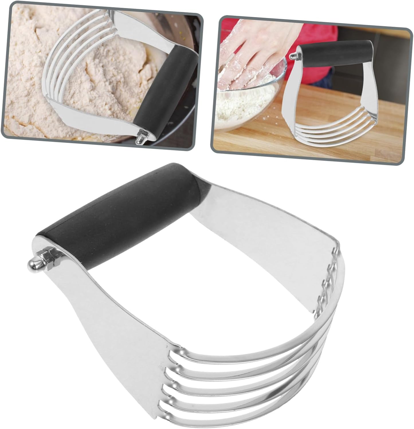 Stainless Steel Dough Blender with Built Scraper for Baking Heavy Duty Pastry Mixer and Flour Cutter Efficient Kitchen Tool for Crust Biscuit Cookie and Scone Dough Mixing