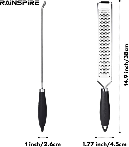 Rainspire Zester Grater with Handle, Lemon Zester Cheese Grater for Kitchen Stainless Steel, Parmesan Cheese Garlic Nutmeg Chocolate Fruits Vegetables Ginger Grater, Fine, Mint Green