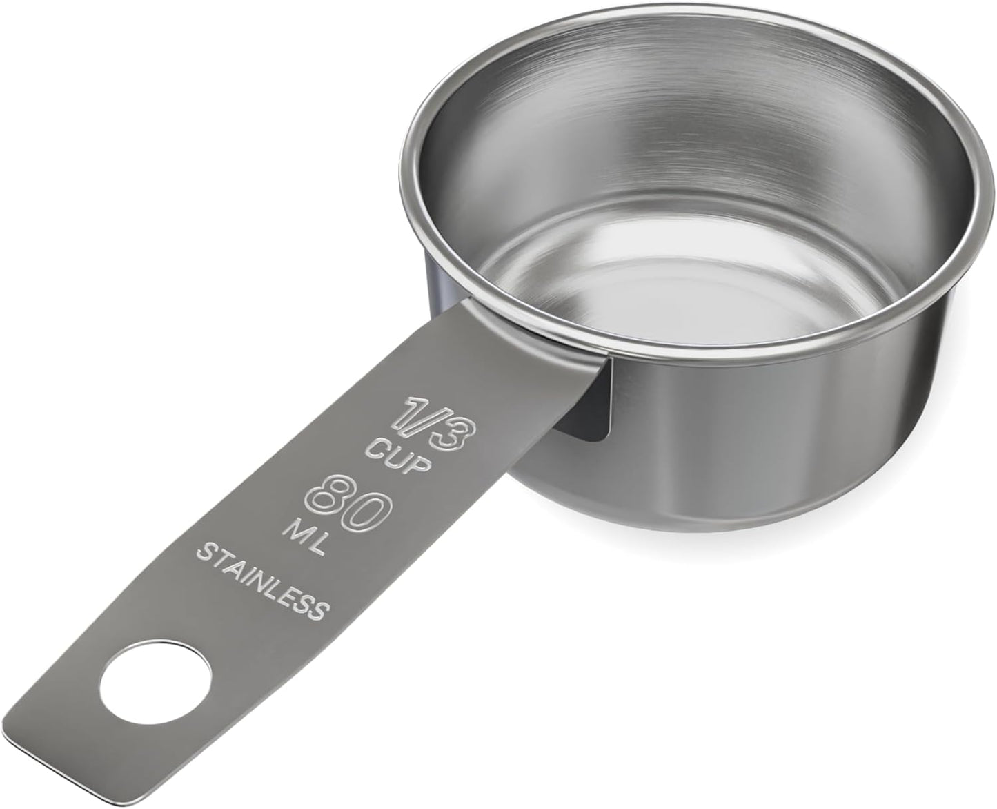 1/8 Cup Stainless Steel Measuring Cup | Sturdy Metal 30 ml | 30 cc | 1 oz | Single Cup for Wet and Dry Ingredients | Great for use as 1/8 Cup Coffee Scoop - 1 PK